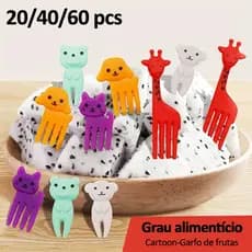 KIT C/60 /20 peças Mini Garfo Para Petisco Infantil Desenho Animado Fruta Bolo Sobremesa