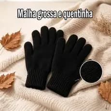 3 Pares Luvas de Lã Pretas Unissex – Ideal para Frio Extremo, Neve e Inverno, Adulto, Mãos Quentes