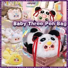 Caneta De Três Papelaria Para Bebês Bolsa Cortina De Pelúcia Caixa Animal De Desenho Animado Armazenamento Multifunciona