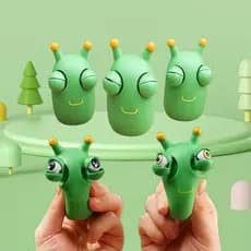 Brinquedos Sensoriais de Apertar em Formato de Minhoca Verde, Brinquedos Anti-stress