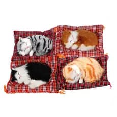 Adorável gatinho de pelúcia decoração para casa carro gato dormindo na almofada