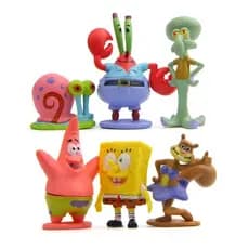 6 peças miniaturas Bob esponja Patrick Garry Sirigueijo Lula Molusco Sandy