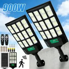 Kit 2 Luz Solar Iluminação Externa Luminária Solar 900W/800W/700W/600W