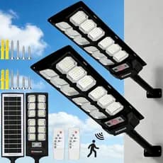 Kit 2 Luminária Solar Poste Luz Solar Iluminação Externa Holofote 800W/700W/600W