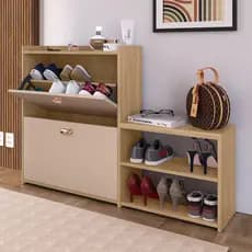 Sapateira Milano Banquinho 21 Pares 2 Portas e Sapateira Arezzo 1Porta 12 pares Hall Entrada Quarto Organizador Calçados