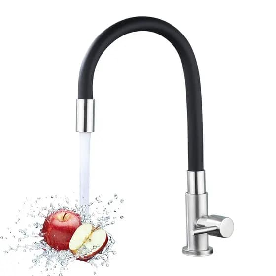 Torneira giratória universal para uso doméstico, torneira com mangueira de silicone em aço inoxidável para cozinha