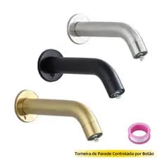 Torneira de Bacia para Parede com Furo Único - Aço Inoxidável com Controle por Toque