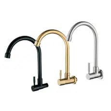 Torneira de cozinha de parede monocomando para água fria em aço inoxidável