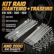 Par Kit Jogo Raio Inox Dianteiro + Traseiro CG 125 150 160 Alta resistência e durabilidade
