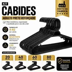 Kit Cabides Adulto Preto Reforçado | 20, 40, 60 e 80 Peças | Direto da Fábrica