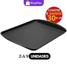 Kit 9 Bandeja Plástica Fast Food Self Service Reforçada Retangular Cozinha Refeitório