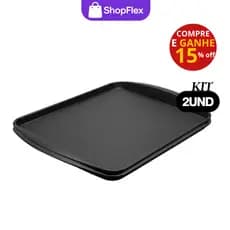 Kit 2und Bandeja Plástica Fast Food Self Service Reforçada Retangular Cozinha Refeitório