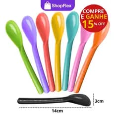 Kit 100 Colher de Sobremesa Infantil de Plástico Resistente Reutilizável de Sorvete Açai Merenda