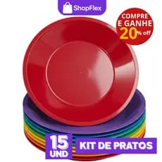 Kit 15 und Pratos Plástico Redondos Fundos Coloridos Para Refeição Eventos Creches Escolas