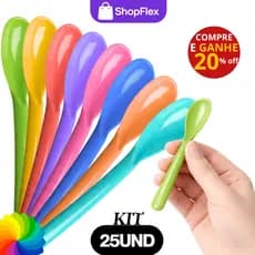 Kit 25Und Colheres de Plástico De Sobremesa Colher Infantil Reutilizável Creche Sorvete Resistente