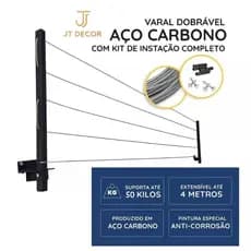 Varal De Parede Retrátil Em Aço Dobrável, Articulado, Cabo De Aço Encapado ENVIO IMEDIATO