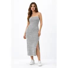 Vestido Tubinho Tomara que caia Canelado