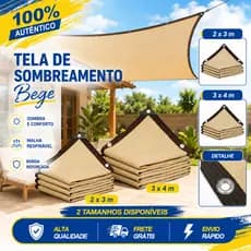 Tela Sombreamento 90% UV para Garagem, Piscina, Varanda e Hortas - Proteção Solar 2x3m/4x3m, Fácil Instalação, Bege
