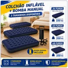 Inflatable Mattress Supports 300kg Double Camping Beach +  Manual Air Pump