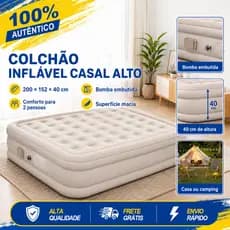 Colchão Inflável King com Bomba Automática - Suporta 450kg (Casal/Camping/Praia) - Prático e Confortável