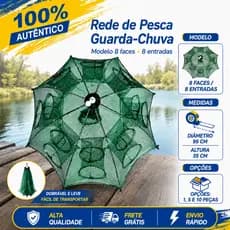 Armadilha Covo Peixe Isca Viva Lambaris Camarões 95x95cm/ peixes com 8 entradas Rede Retrátil
