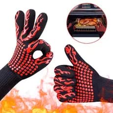 Kit Par De Luva Térmica Churrasco Forno Super Resistente Alta Temperaturas Calor Chama Churrasqueira