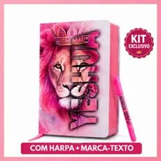 Biblia Sagrada Feminina Leão Yeshua Jesus Rosa Capa Dura Kit Com Harpa ARC