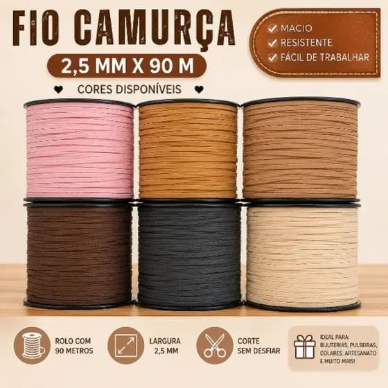 FIO CORDÃO CAMURÇA 2,5MMX90MTS