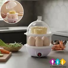 Cozedor de Ovos Elétrico Portátil Cozinha à Vapor 110V Cor Aleatória Uma Camada/Camada Dupla