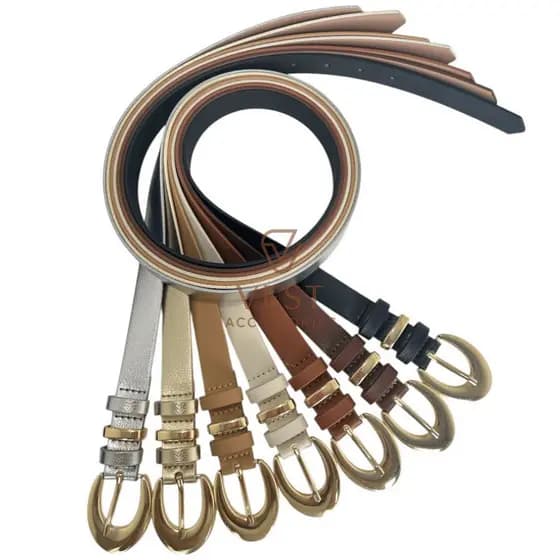 Cinto Feminino Fivela Redonda Dourada Moderna