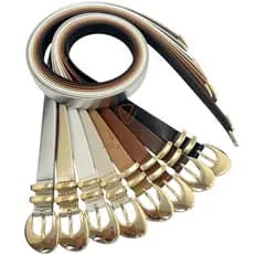 Cinto Feminino Fivela Dourada Dois Passantes com Ponteira