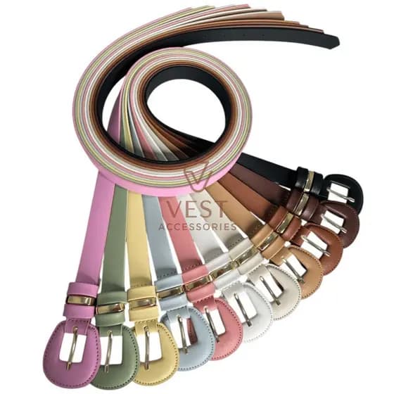 Cinto Feminino Fivela Oval Encapada Três Passantes