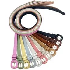 Cinto Fino Feminino Fivela Redonda Encapada Dois Passantes