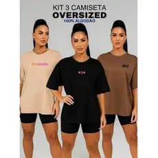 kIT 3 Camisetas Feminina para Treino Atemporal Envio Imediato 100% Algodão Premium Conforto para Dia a Dia e Treinos