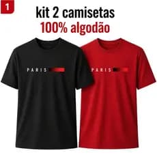 Kit 2 Camisetas Premium Masculinas Paris 100%Algodão.