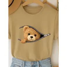 Camiseta Feminina Urso Fofo 100% Algodão Premium Envio Ja