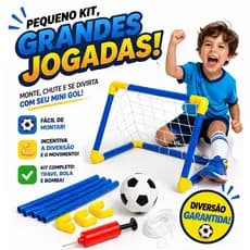 Kit Trave Futebol Infantil Golzinho Completo com Rede Bola e Bomba Fácil Montagem Criança Brinquedo Esportivo