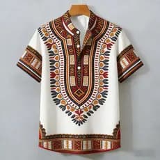 Camisa Masculina Vintage Com Estampa Barong Botão Para Baixo Henry Gola Manga Curta Solta casual Étnica top Roupas 12