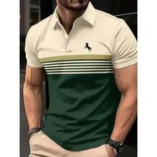 Moda Masculina Camisa Polo 2026 Verão Novo Design Listrado Manga Curta Casual De Negócios Respirável Ajuste Confortável