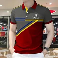 Camisa Polo Esportiva Masculina Com Estampa 3D , Gola Canalizada , Listra Multicolorida , Diagonal , Casual , Moderna ,