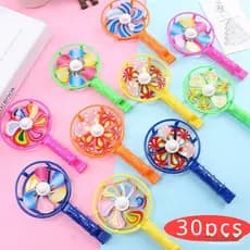 Apito pequeno colorido de moinho de vento, pirulito de plástico, prêmios para estudantes, brinquedos infantis