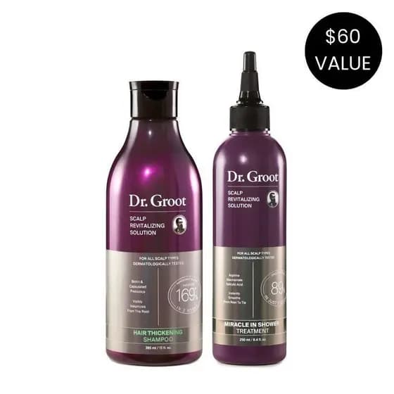 Conjunto Dinâmico Dr. Groot para Cabelo e Couro Cabeludo, Condicionador, Shampoo de Queratina para Cabelo Mais Cheio, Bi
