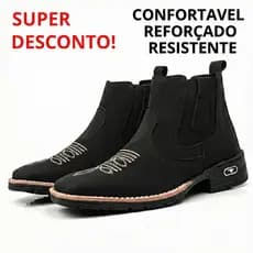 Bota Masculina Chelsea Texana Botina Country Reforçada Confortável Bico Quadrado Couro Sintético Premium Promoção