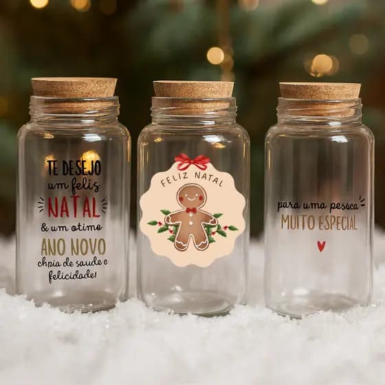 Potes de Vidro Natalinos 810ml | Lembrancinha, Presente de Natal, Biscoitos