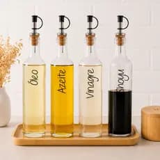 Galheteiros de Vidro 500ml | Bico Dosador Cortiça | Vinagre | Azeite | Shoyo | Óleo
