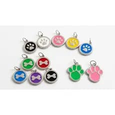 Kit 3 Pingentes Metal Esmaltado para Coleira Cachorro Patinha e Osso