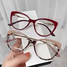 Óculos De Gato Com Bloqueio De Luz De Lente De Metal Azul Para Mulheres Moda Ao Ar Livre Homem