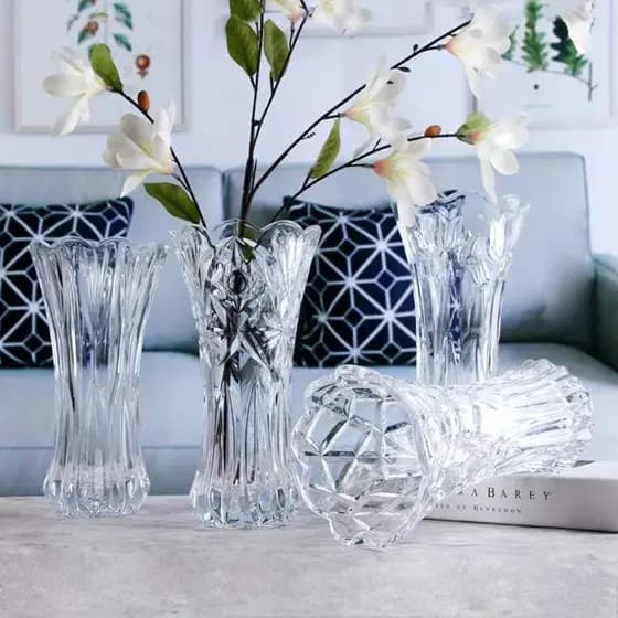 Vaso Decorativo em Vidro Lapidado para Flores--4220
