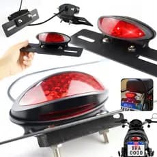 Lanterna Traseira Moto LED Com Freio E Luz De Placa Suporte Metal Universal