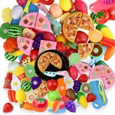 Brinquedo Educativo Cozinha Infantil Com Pizza Bolo Frutas De Encaixe E Acessórios